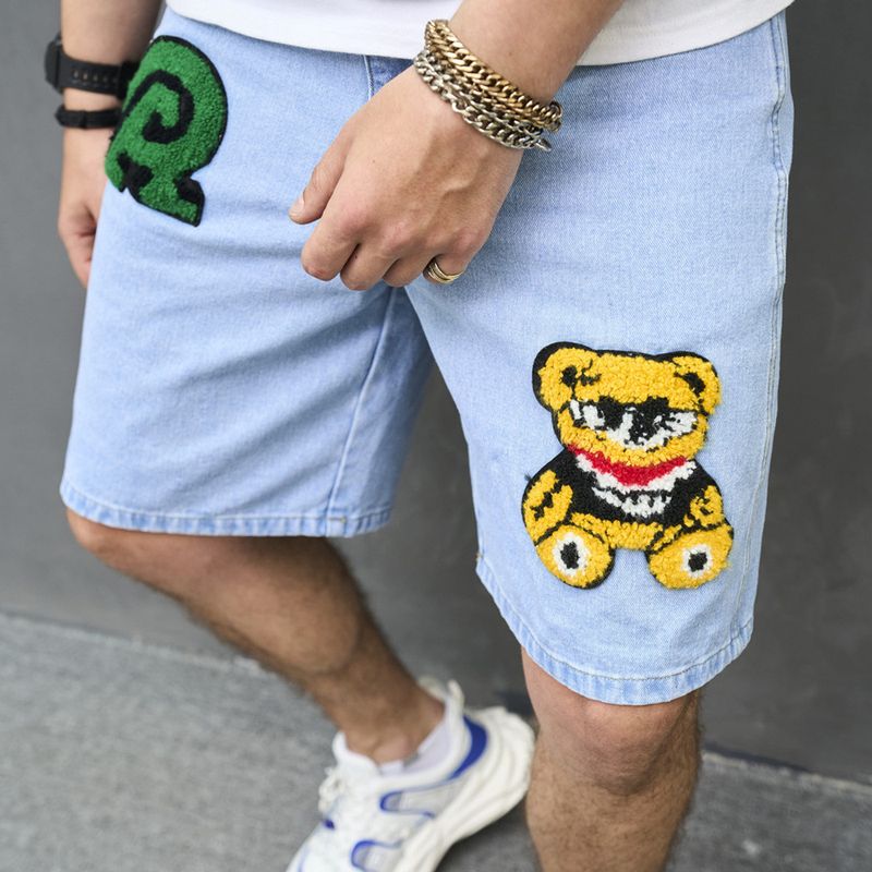 Abbigliamento maschile Nuovi jeans casual retrò Pantaloncini larghi da uomo Pantaloni a cinque quarti_voghion.com