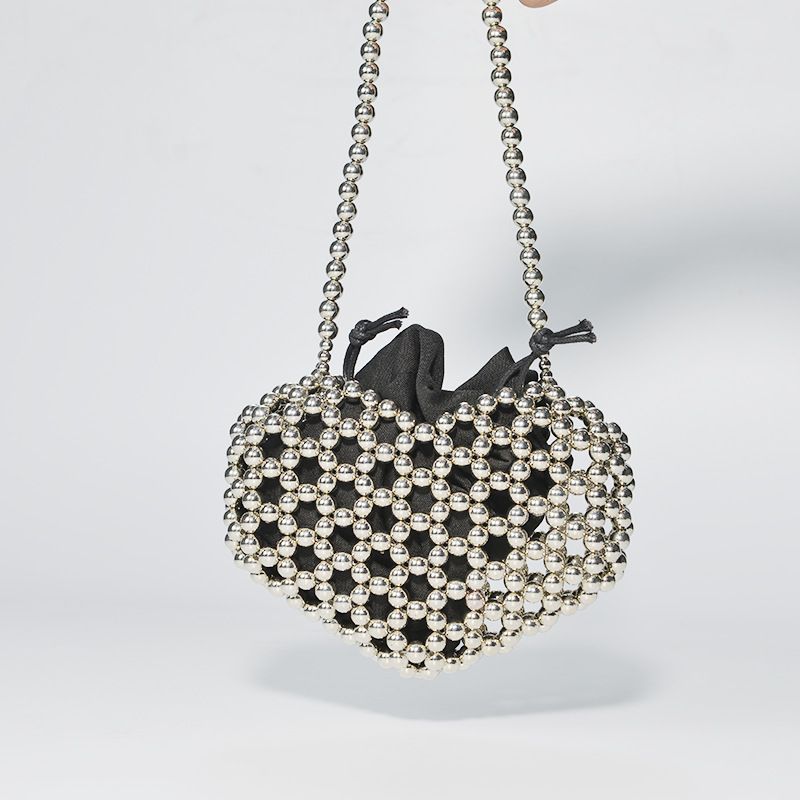 Fall/Winter New Hollow Bead Underarm Bag Silver Woven Handbag Fashionable And Versatile_voghion.com