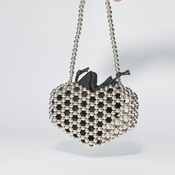Fall/Winter New Hollow Bead Underarm Bag Silver Woven Handbag Fashionable And Versatile_voghion.com