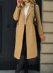 Eleganter Damenmantel aus Wollmischung mit Gürtel in der Taille und Reverskragen – Klassischer langer Trenchcoat für Herbst und Winter, Retro-Chic-Stil, lockere Passform, Gelb_voghion.com