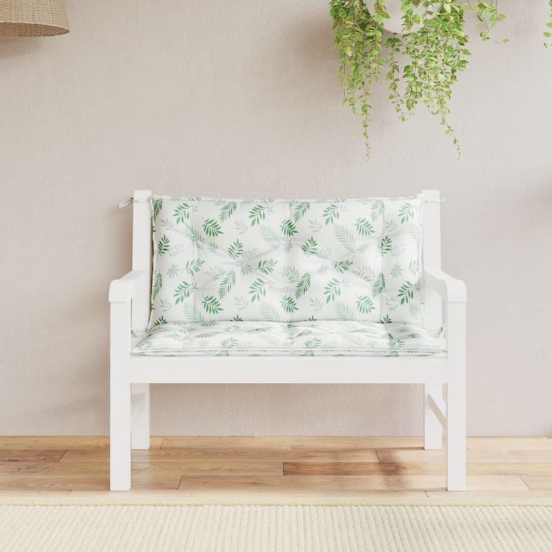 Garden Bench Cushions 2pcs Leaf Pattern 39.4"x19.7"x2.8" Fabric_voghion.com
