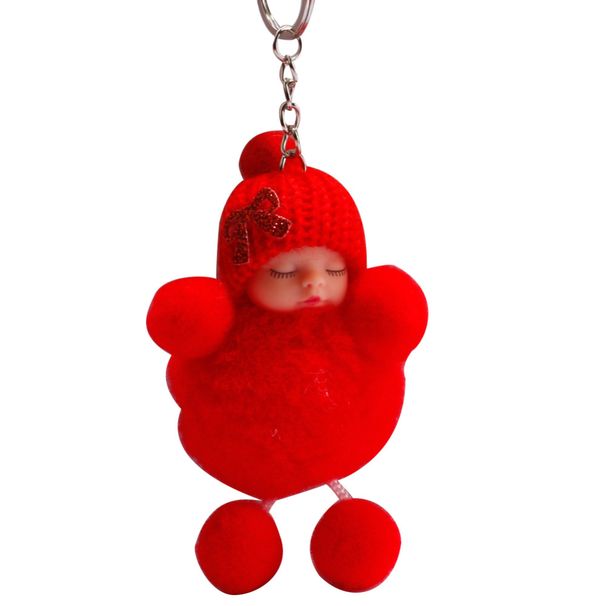 Yamaler Cute Foot Hand Bowknot Sleeping Baby Doll Pompom Key Ring Keychain Bag Pendant_voghion.com