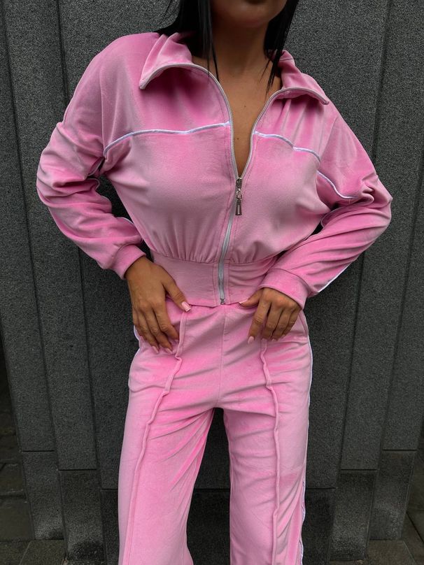 Lässiges Damen-Set mit langärmligem Kapuzenpullover und gestreifter Jogginghose – Streetwear-Outfit für Herbst und Winter (Schwarz/Hellrosa/Weiß/Pink)_voghion.com