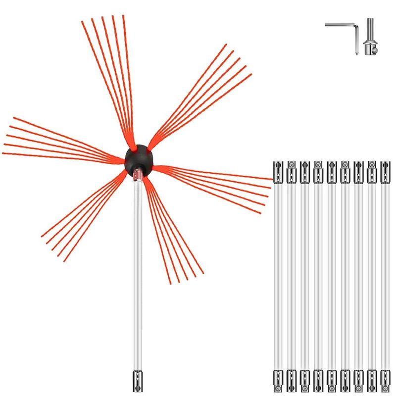 Chimney Sweep Kit 33FT Length, Chimney Cleaning Tool Kits With 10 Nylon Flexible Rods, Chimney Brush Kit Driven By Drill For Sweeping Fireplace_voghion.com