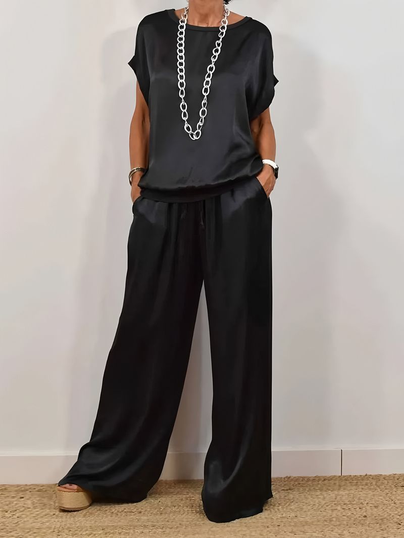 Abbigliamento estivo da donna, nuova tendenza, maglietta ampia, pantaloni a gamba larga, abito casual_voghion.com