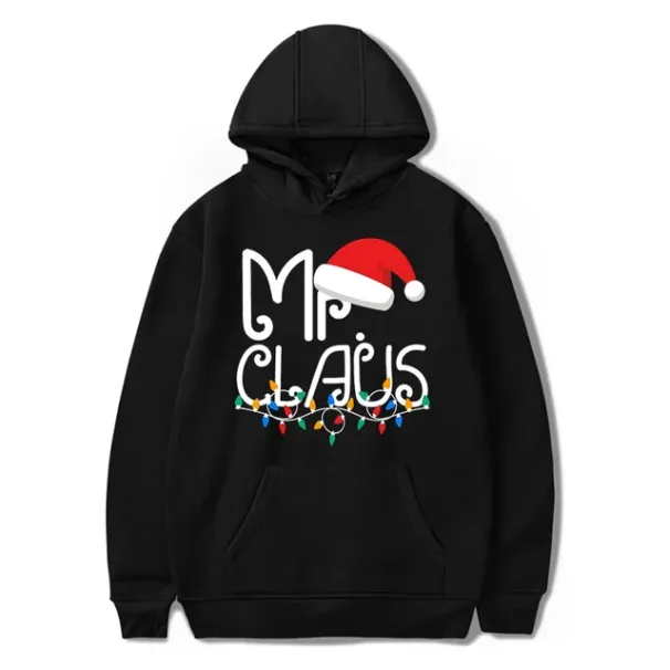Y2K Christmas Hoodies Couple Funny Letter Mrs/Mr Claus Graphic Sportswear Autumn Long Sleeve Pocket Women Men Xmas_voghion.com