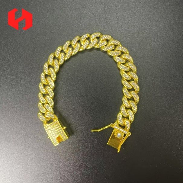 Hip Hop Pet Collar Cuban Dog Chain Full Diamond Necklace Lock Gold Silver_voghion.com