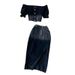 Damenbekleidung Jeansrock Mittellang Hohe Taille Geteilter A-Linien-Maxirock Hüftrock Zweiteiliger Anzug Hohe Taille Cropped Top_voghion.com