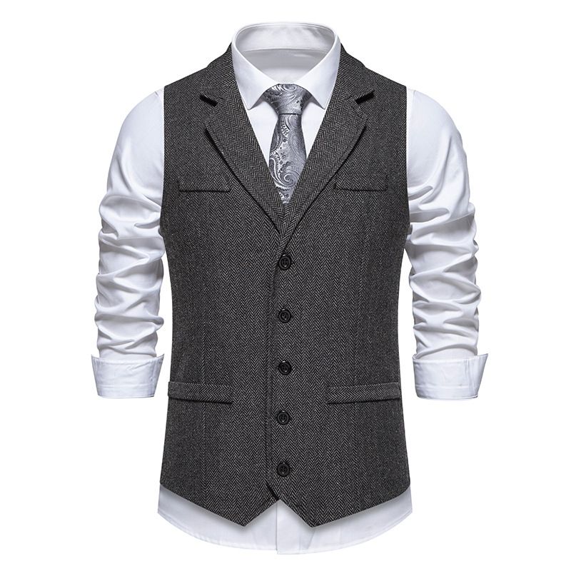 Men's autumn and winter men's business suit fashion British herringbone casual workwear vest men_voghion.com
