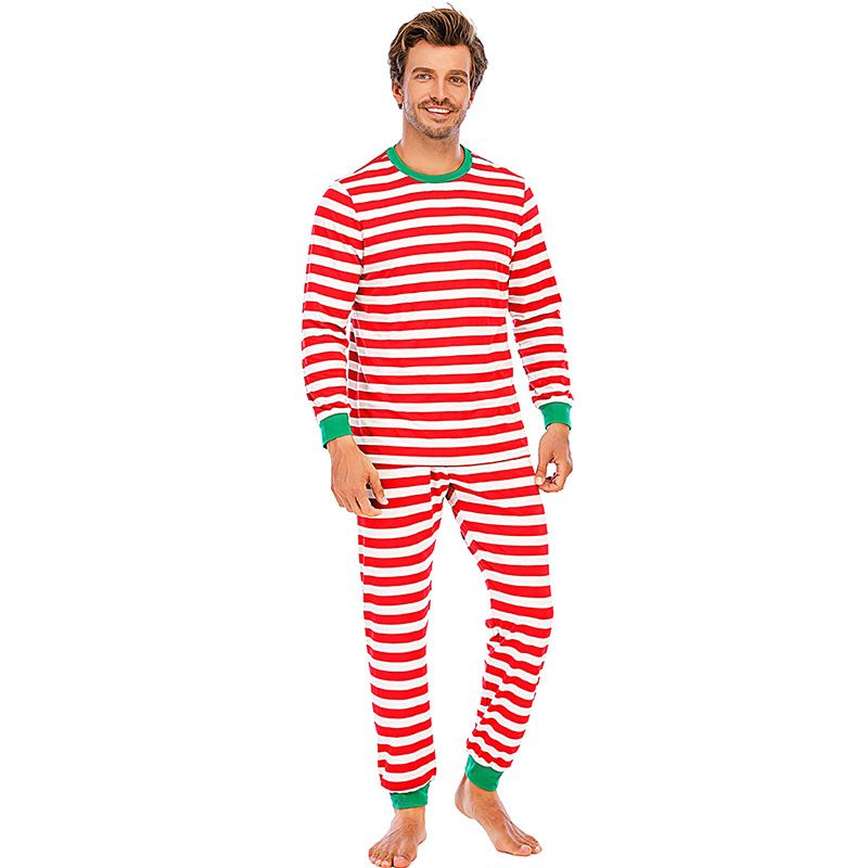 Erkek giyim Pijama erkek çizgili uzun kollu pijama erkek pijama çapraz sınır pijama erkek sonbahar Noel erkek pijama_voghion.com