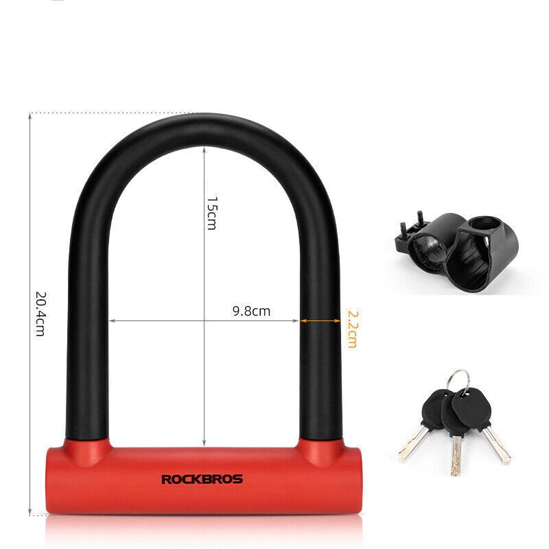 Lucchetto a U per bicicletta ROCKBROS con supporto Lucchetto a U con cavo in acciaio_voghion.com