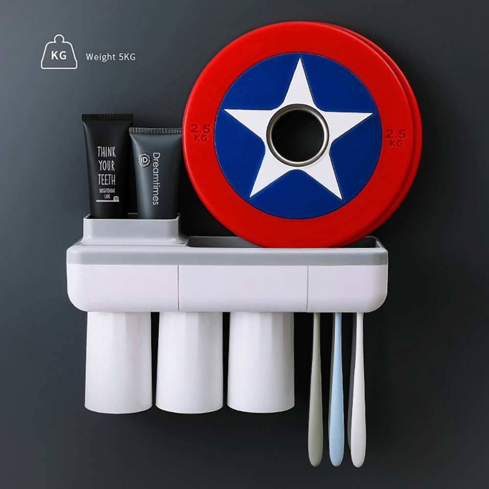 Wall Mount Magnetic Adsorption Toothbrush Holder With Cups Toothpaste Toothbrush Storage Rack Bathroom Accessories Sets_voghion.com