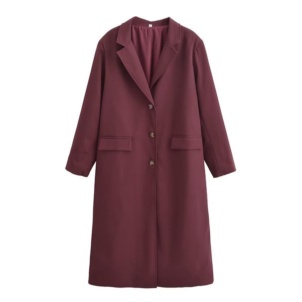 Autumn And Winter Women's Suit Collar Wide Version Windbreaker Elegant Urban Style Elongated Jacket_voghion.com