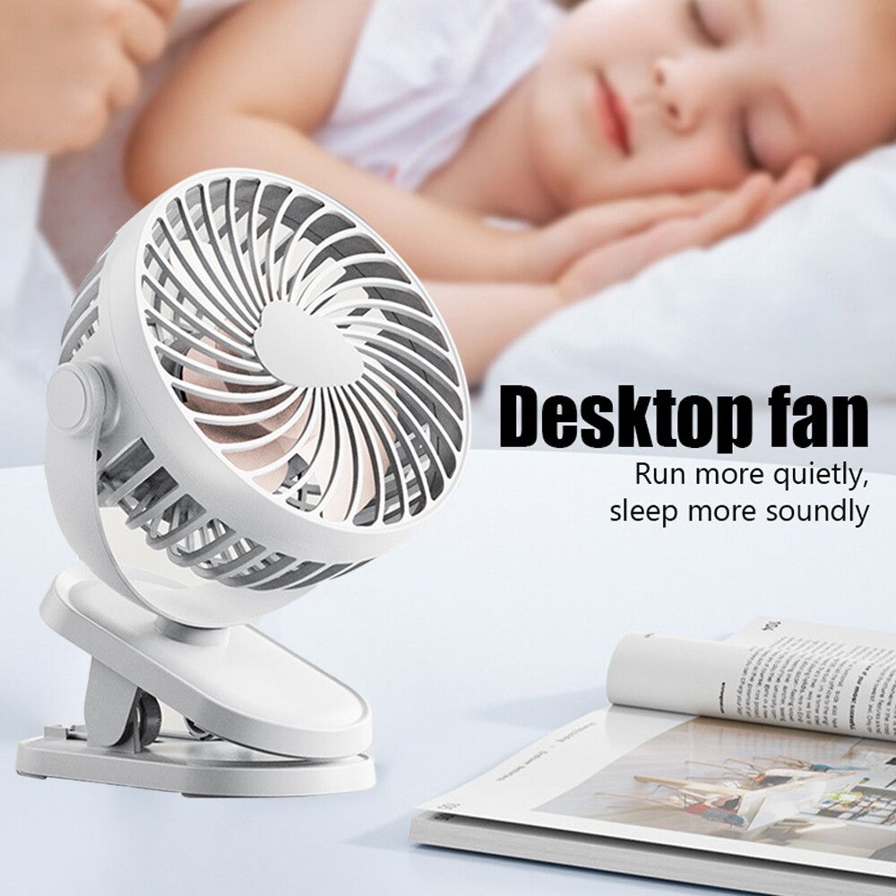 Portable 3 Speeds USB Rechargeable Mini Cooling Fan Clip On Desk Baby Stroller._voghion.com