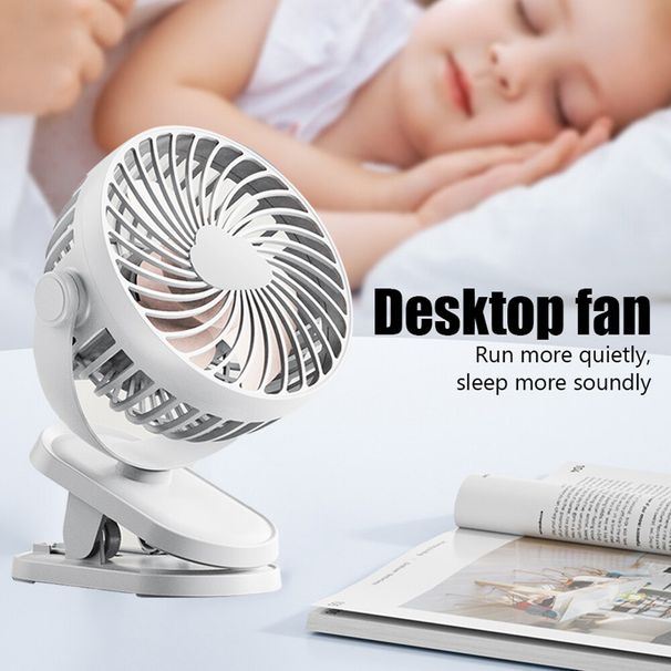 Portable 3 Speeds USB Rechargeable Mini Cooling Fan Clip On Desk Baby Stroller._voghion.com
