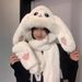 Radish Rabbit Lei Feng Women's Winter Warm and Cute Plush Hat Scarf Glove One Piece Thick Neck Set_voghion.com