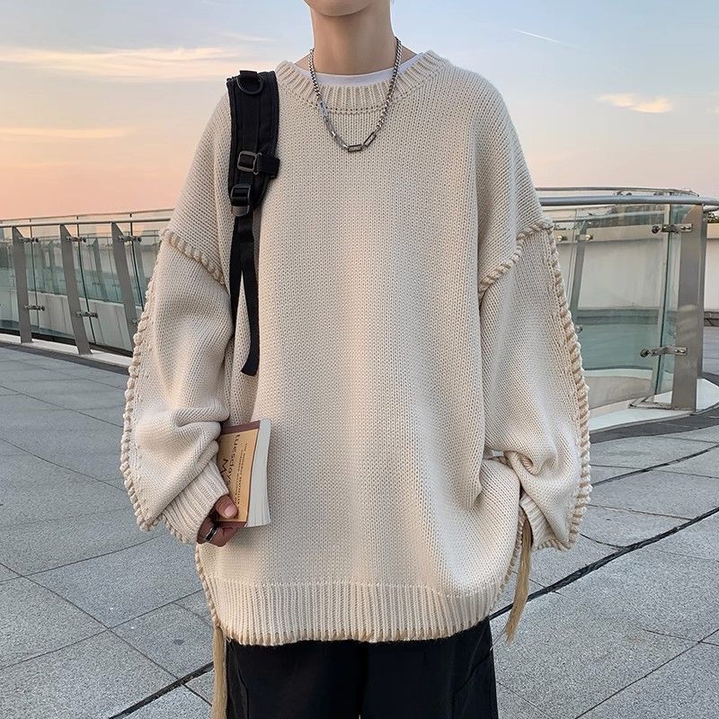 New autumn and winter sweaters, hand woven with thick thread, men's retro and lazy style, high-end knitted sweater, men's_voghion.com
