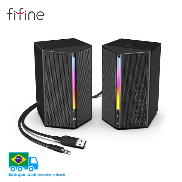 Caixa de som para jogos FIFINE com som surround estéreo, alto-falante USB RGB com controle de volume para PC, laptop, PS4/5, TV - Ampligame A20_voghion.com