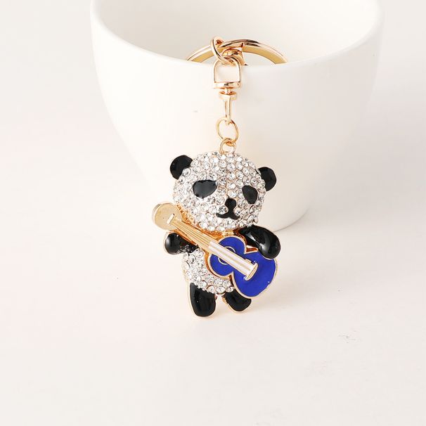 Cute Guitar Panda Keychain Ring Car Key Metal Pendant Small Gift_voghion.com