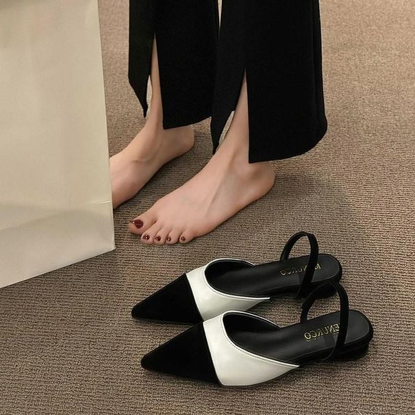 Damen-Flachschuhe, Schwarz, reine spitze Zehenpartie, Bürodame, flache Schuhe mit flachem Absatz, weiche Sohle für bequemen Sommer, Damenschuhe_voghion.com