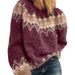 Damen Herbst Winter Lässiger Oversize Mohair Strickpullover Mit 3D Jacquard Muster, Rundhals Langarm Pullover, Weich & Warm_voghion.com