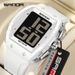 Unisex Digital Watch With Voice Announcement, Night Light, Alarm, Waterproof 50m, Bucket Shape, Silicone Strap, ABS Case Waterproof Watch_voghion.com