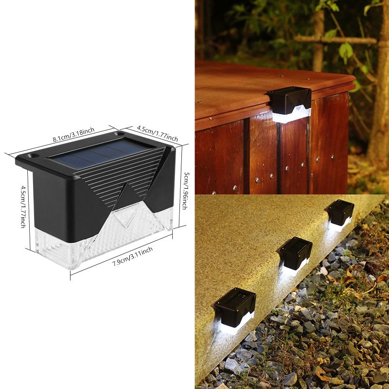 Solar-Stufenleuchten für den Außenbereich, wasserdichte LED-Treppenleuchten für Garten, Zaun, Weg – Warmweiß/Kaltweiß/Farbwechsel_voghion.com