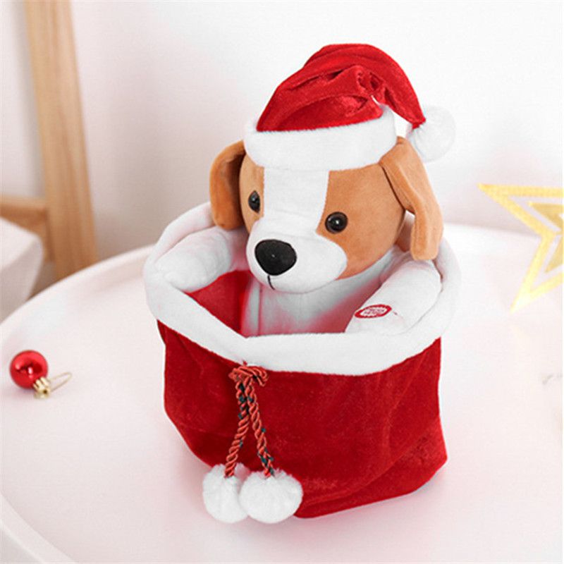 Peluche Père Noël chantante et dansante interactive - Cadeau musical de Noël pour enfants, douce et câline avec jeu de cache-cache amusant._voghion.com