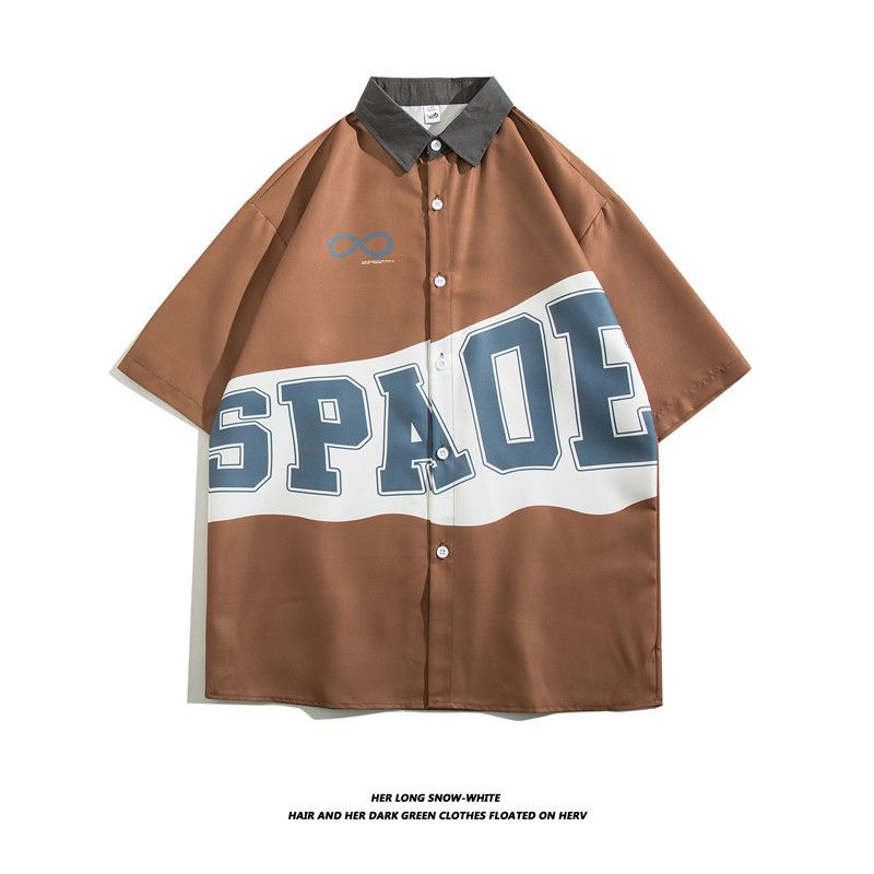 Vīriešu apģērbs 2024. gada modes zīmola īsroku krekls vasaras japāņu retro puspiedurknēm neitrāla stila moderns motociklu apģērba krekls-jaka_voghion.com