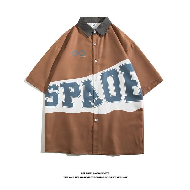 Vīriešu apģērbs 2024. gada modes zīmola īsroku krekls vasaras japāņu retro puspiedurknēm neitrāla stila moderns motociklu apģērba krekls-jaka_voghion.com