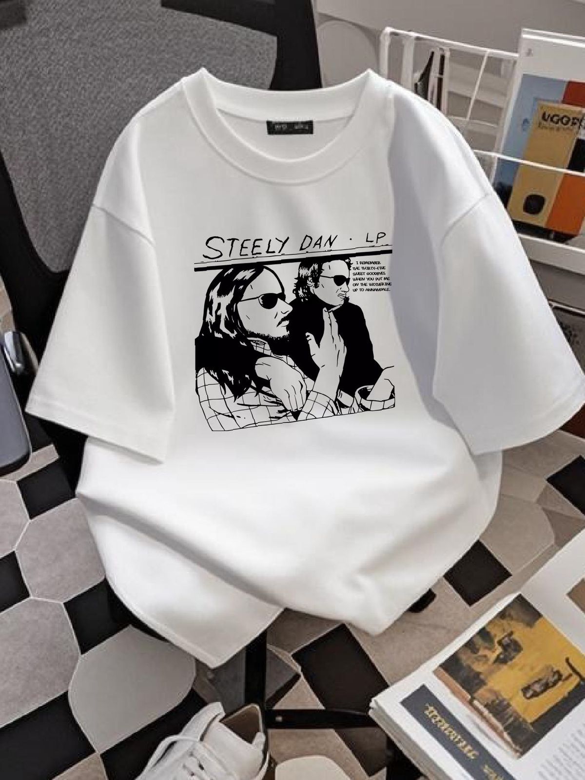 Steely Dan Shirt Vintage Grafik Volle Größen Kurzarm TT7524 Lässiges Top für den Alltag Designer Kleidung Sommer Weiche Streetwear Bequem_voghion.com