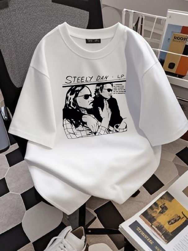 Steely Dan Shirt Vintage Grafik Volle Größen Kurzarm TT7524 Lässiges Top für den Alltag Designer Kleidung Sommer Weiche Streetwear Bequem_voghion.com