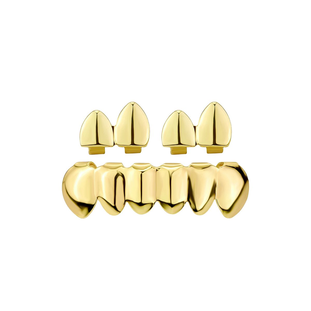 Denti fai da te lucidi Grillz color oro argento, tappi superiori e inferiori per donne e uomini, gioielli hip hop, regalo per feste di Halloween e cosplay_voghion.com
