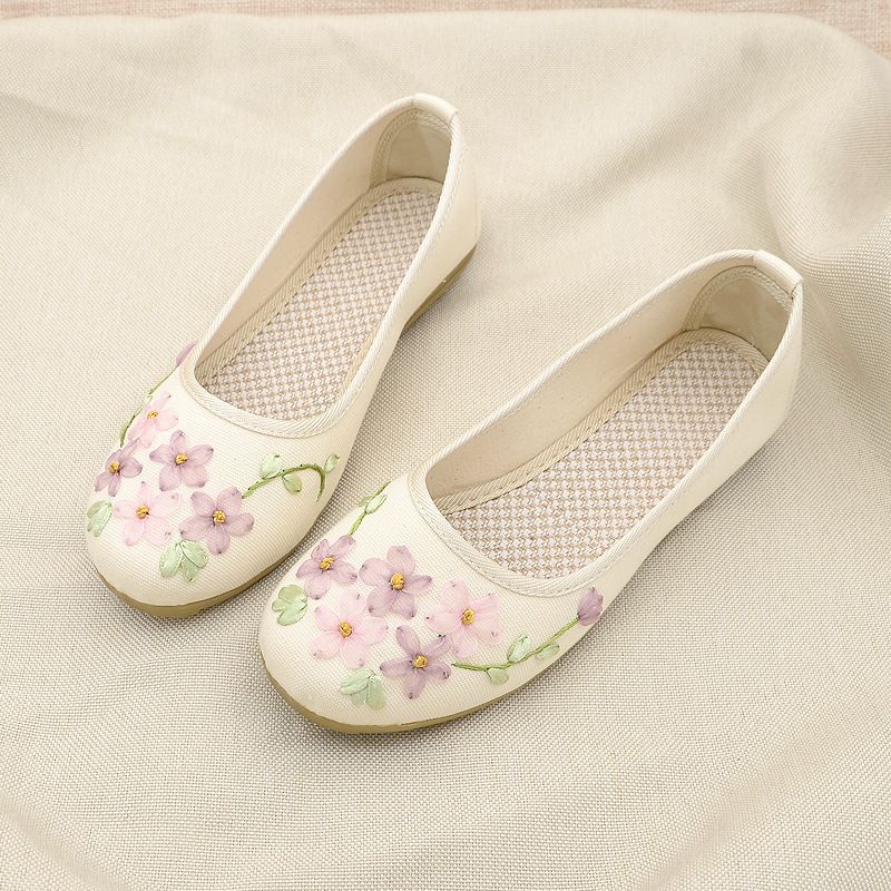 Scarpe da donna, nuovo stile, vecchie scarpe in tessuto di Pechino, traspiranti, in cotone e lino, piatte, ricamate, scarpe singole antiscivolo, scarpe retrò_voghion.com