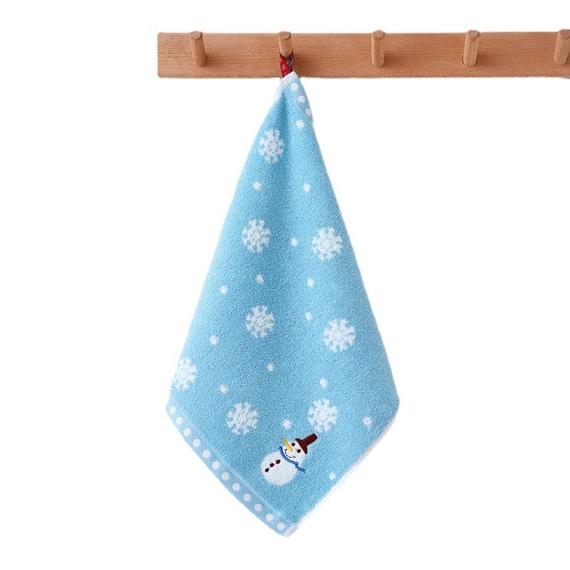 Lillian Kinder Cartoon Huishoudelijke Hangende Handdoek Veelkleurige Zachte Geborduurde Jacquard Gezicht Sneeuwpop Vierkante Handdoek_voghion.com