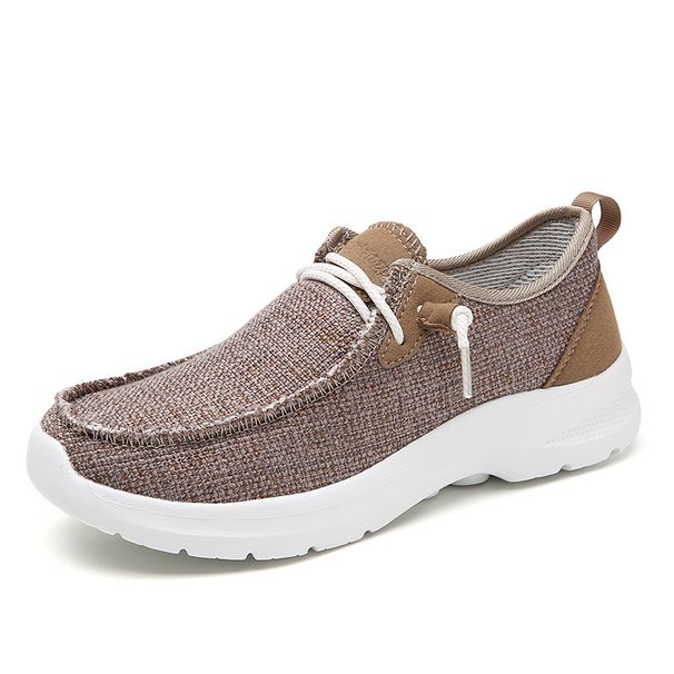 New Thick-Soled Lightweight Couple Style Outdoor Hiking Breathable Canvas Loafers Large Size Men's Slip-On Shoes_voghion.com