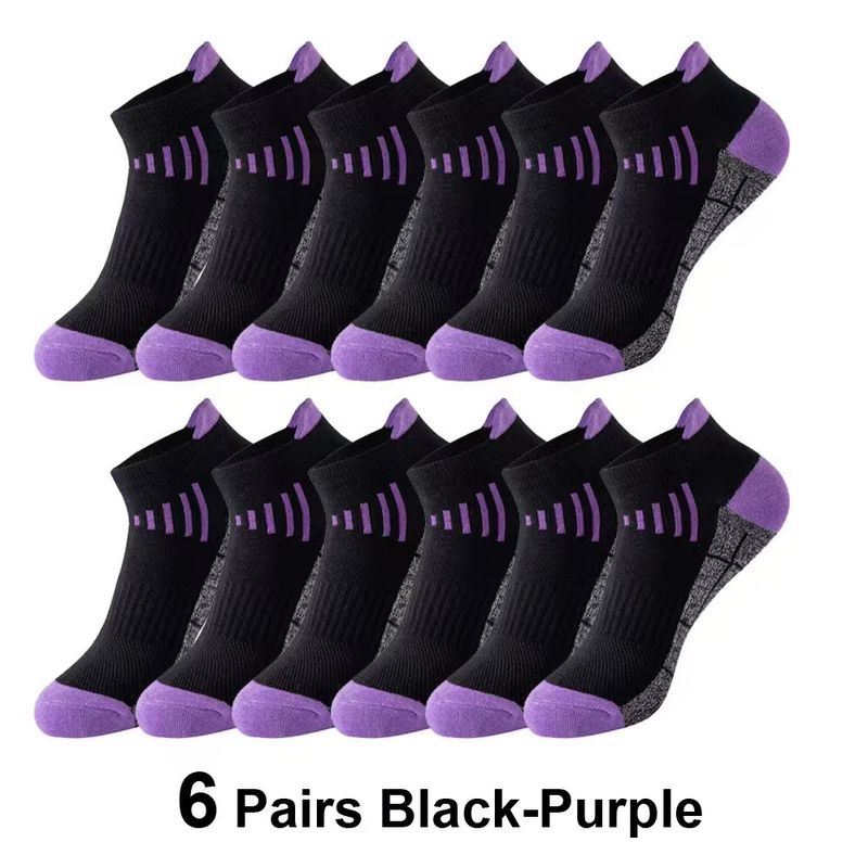 ​Women's Low-Cut Running Socks – Breathable Polyester-Spandex Blend (Anti-Slip, Quick-Dry, 6-Pack, Multi-Color Options For Gym & Outdoor Sports)​_voghion.com