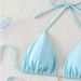 Damenbekleidung Sexy Bikini Einfarbig Split Badeanzug Zweiteiliges Set_voghion.com