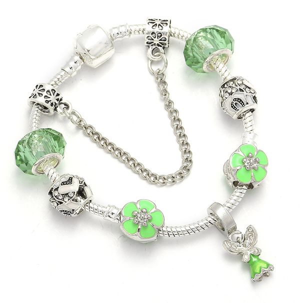 Charm Bracelets Fashion Trend DIY Style Bracelet Green Glass Bracelet Alloy Large Hole Beads Jewelry_voghion.com