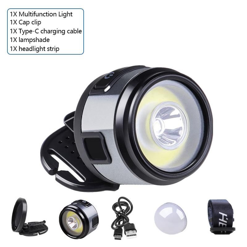 1 st mini multifunktionell XPG+COB-pannlampa 4 i 1 uppladdningsbar USB C stark magnet hattklämma för utomhusfiske camping_voghion.com