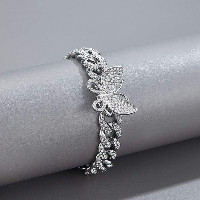 Collana a farfalla da donna, di alta qualità, con diamanti, stile cubano, coordinabile, con catena._voghion.com