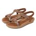 Sandal Female Summer Rhinestones Flat Round Head Fish Mouth Open Toe Cool_voghion.com