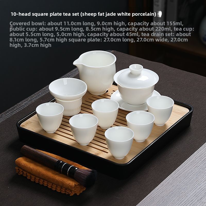 Jade Fat Kung Fu Home Use, Dry Small Tray, Ceramic Cup, High-end Chinese Tea Brewing Set For Office_voghion.com