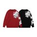 Herrenbekleidung Rundhalspullover Roter Fleece-Strickpullover, Winter-Rundhalspullover mit Flockdesign, Loose Fit Streetwear für Paare und Teenager_voghion.com
