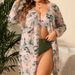 New Printed Sunscreen Beach Underwire Swimsuit Three-Piece Set Multicolor Cover-Up Mesh Bikini Swimwear_voghion.com