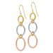 14k Tri-color Triple Circle Dangle Earrings_voghion.com