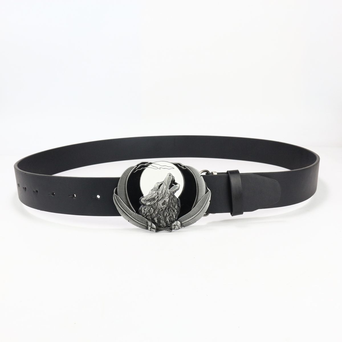 Cintura in pelle punk da strada con teschio da cowboy occidentale, testa di lupo, celtica, per uomini e donne_voghion.com