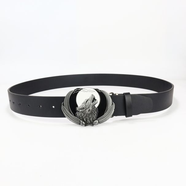 Cintura in pelle punk da strada con teschio da cowboy occidentale, testa di lupo, celtica, per uomini e donne_voghion.com