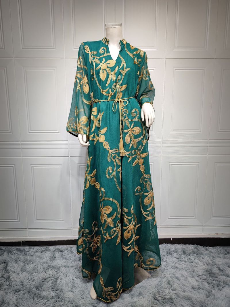 Brodert nettkjole for kvinner Muslimsk festmiddag mote kveldskjole_voghion.com