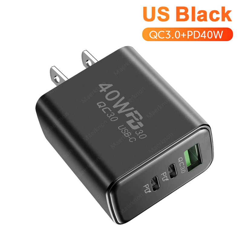 3-ports Acgicea USB C-oplader Hurtigoplader C-type mobiltelefonoplader PD-vægadapter egnet til S-type_voghion.com